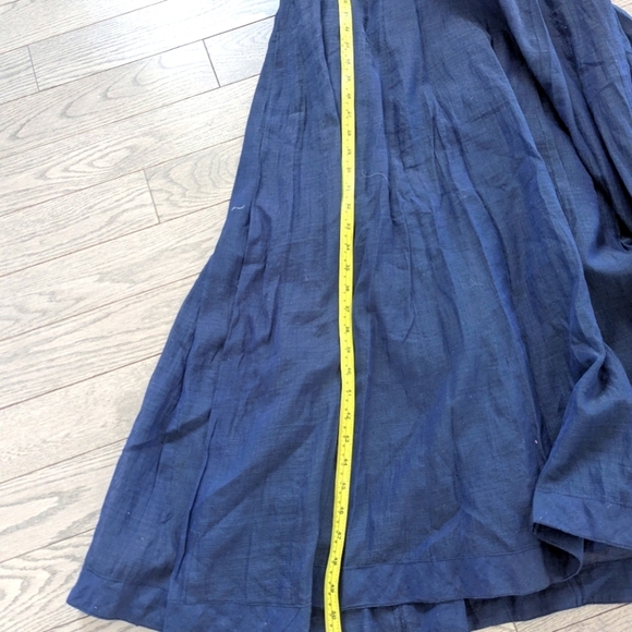 Blue Linen Indian Long Sleeve Kurta With Red Floral Embroidery- Sm New - Picture 4 of 5